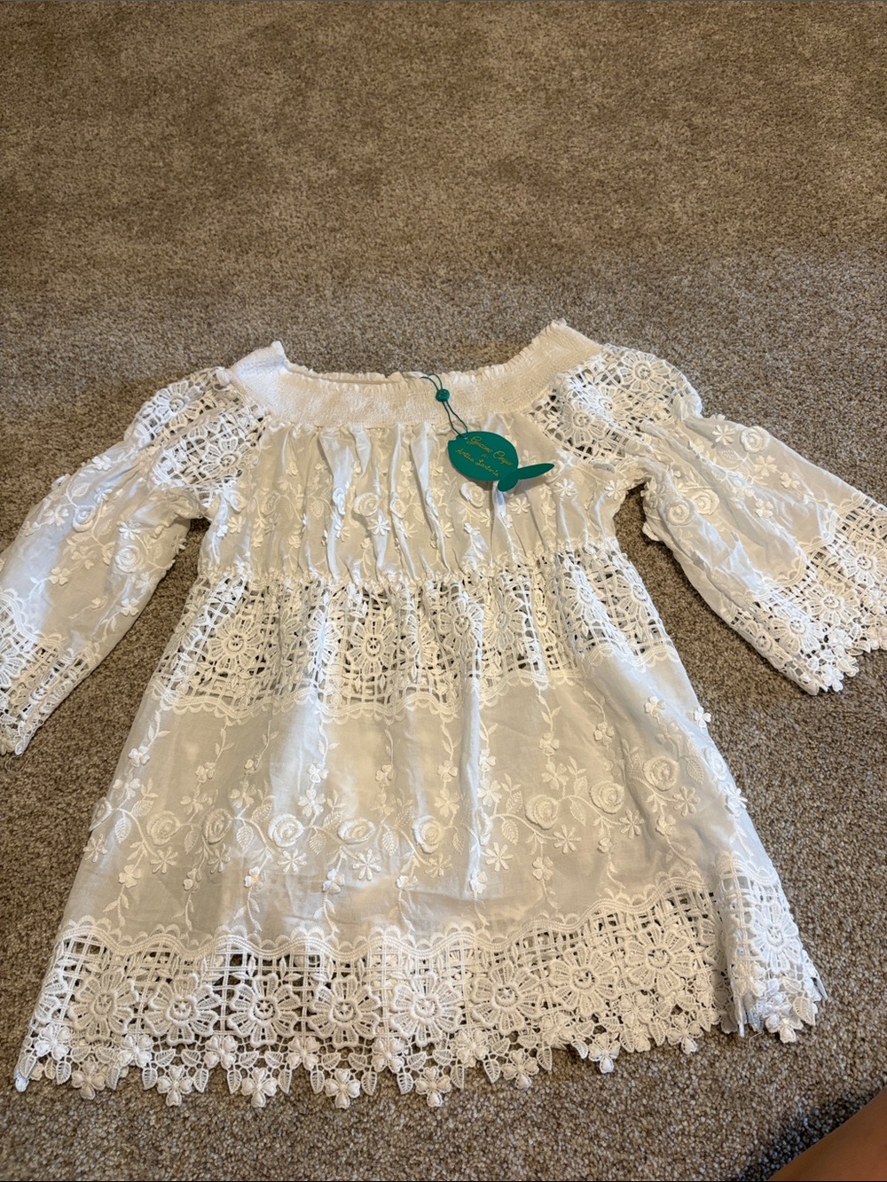 Italian White Lace off the shoulder Top